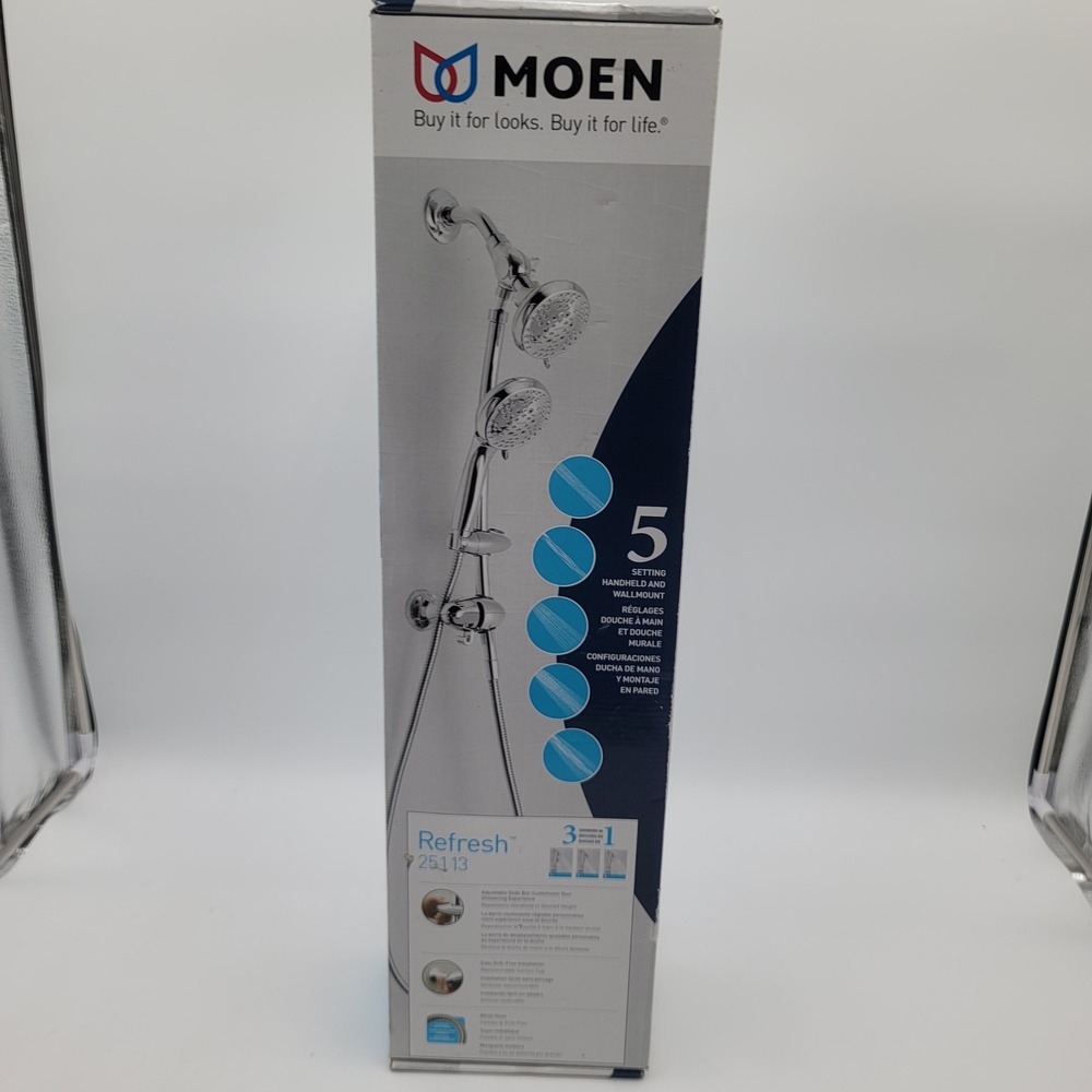 Moen Refresh 25113 Chrome 5-Setting Handheld and Wallmount Double Showerhead